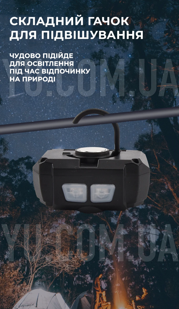 Ліхтар налобний із сенсорним датчиком Bailong NF-852 зарядка від Type-C Ліхтар налобний із сенсорним датчиком Bailong NF-852 зарядка від Type-C